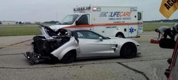 Corvette ZR1 Crashes After Celebratory Burnout at the Michigan Mile