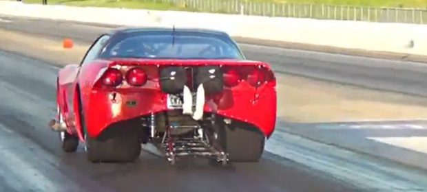 Insane 3,000 hp Twin Turbo C6 Corvette at the Dragstrip