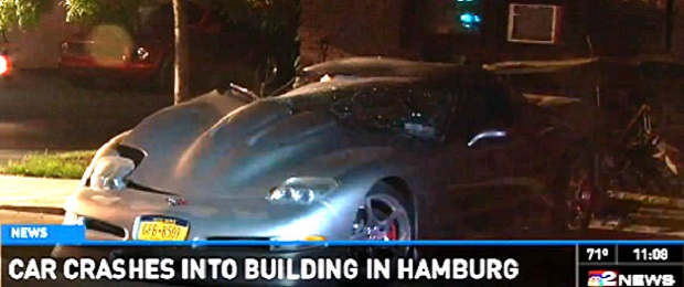 Driver Flees After Crashing a C5 Corvette into an Apartment Building