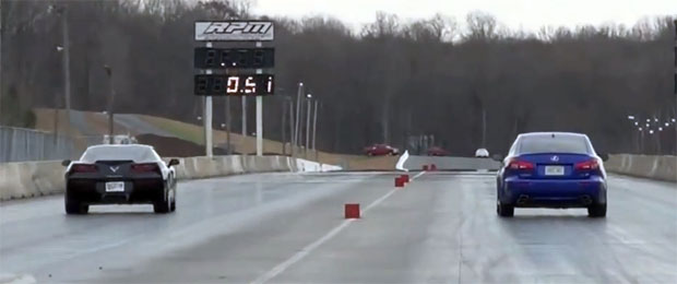 C7 Corvette Meets Lexus IS F at the Drag Strip