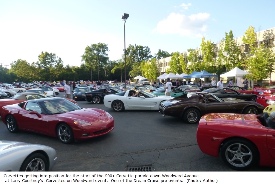 Start of Corvettes on Woodward Parade 2013 captioned