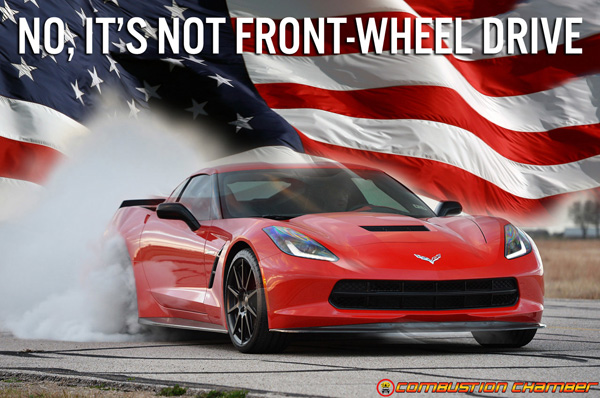 C7-Corvette-Stingray-with-American-Flag-Front-Wheel-Drive-Meme with Combustion Chamber