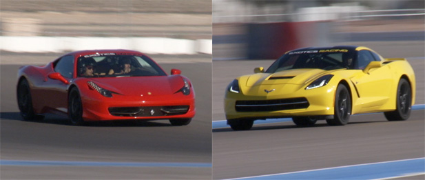 Ferrari 458 Italia and C7 Corvette Stingray at Exotics Racing