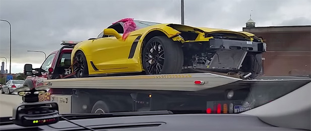 C7 Corvette Wrecked Z06 on Flatbed in Chicago