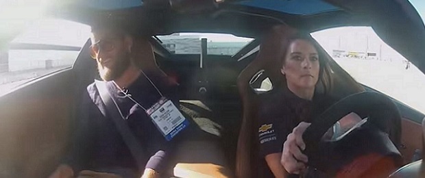 Here’s one hell of a lucky C7 passenger riding with Danica Patrick