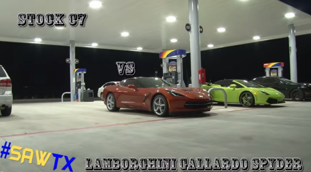 Corvette C7 Stingray vs Lamborghini Gallardo Drag Race