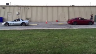 Corvette Z06 Takes on a Mustang GT in Wild Tug of War