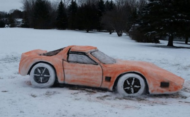 Facebook Fridays: Minnesota Man Builds Corvette Out of Snow