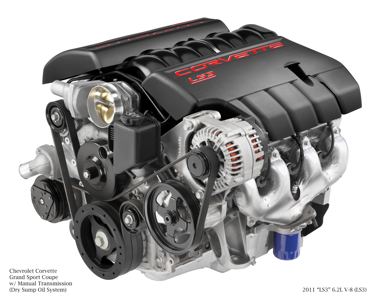 2011 "LS3" 6.2L V-8 (LS3) for Chevrolet Corvette Grand Sport Coupe w/Manual Transmission (Dry Sump Oil System).