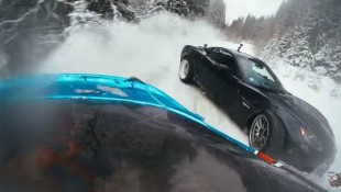 C6 Corvette ZO6 and Toyota Supra Go Russian Snow Drifting