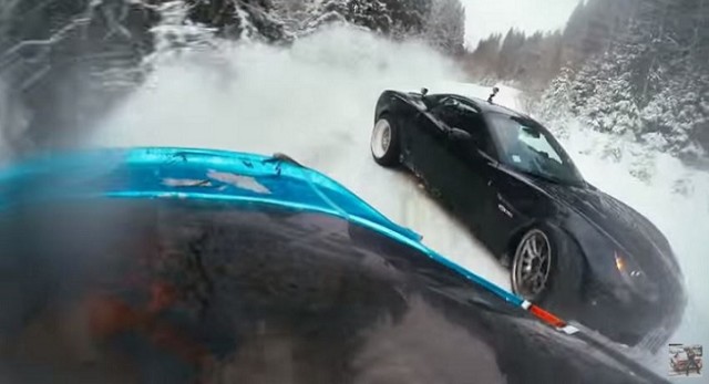 C6 Corvette ZO6 and Toyota Supra Go Russian Snow Drifting