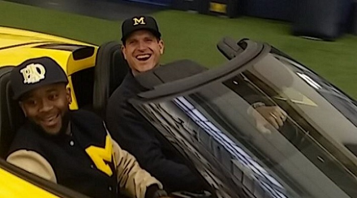 Michigan Coach Takes to Field in Corvette to Woo Recruit