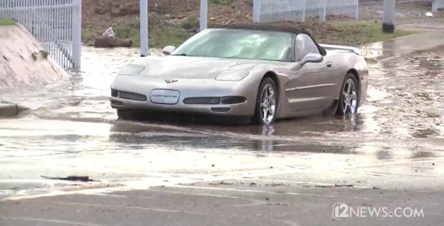 Just in Case You Need One More Reason Not to Cross Flooded Streets in Your Corvette