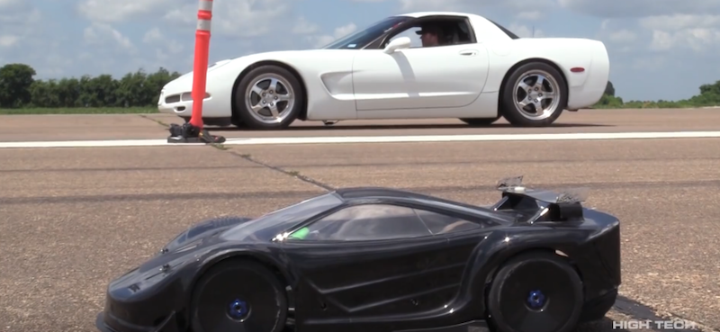Twin Turbo Corvette Drag Races Radio-Controlled Car