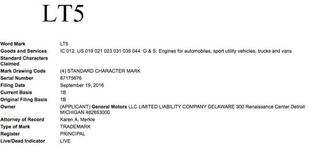 GM Files New Trademark Applications for LT5 and LTX Engine Variants