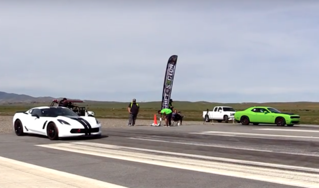 All-American Drag Race: Corvette C7 Z06 vs SRT Challenger Hellcat