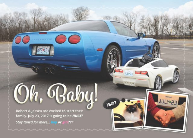 Corvette Replaces Stork in Novel Baby Announcement