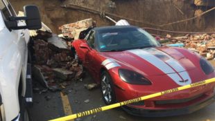 Corvette Crushed by Mudslide Damaged Retaining Wall