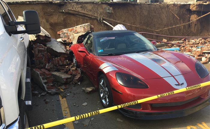 Corvette Crushed by Mudslide Damaged Retaining Wall