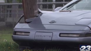 C4 Corvette Gobbles up Utility Pole