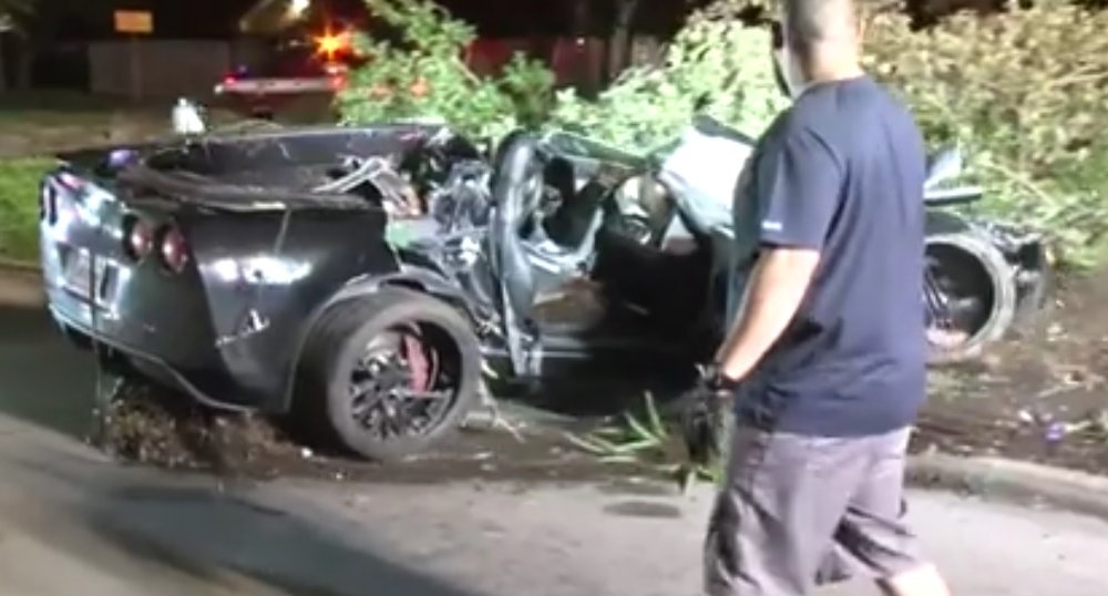 Wrecked Corvette in Houstin Rear