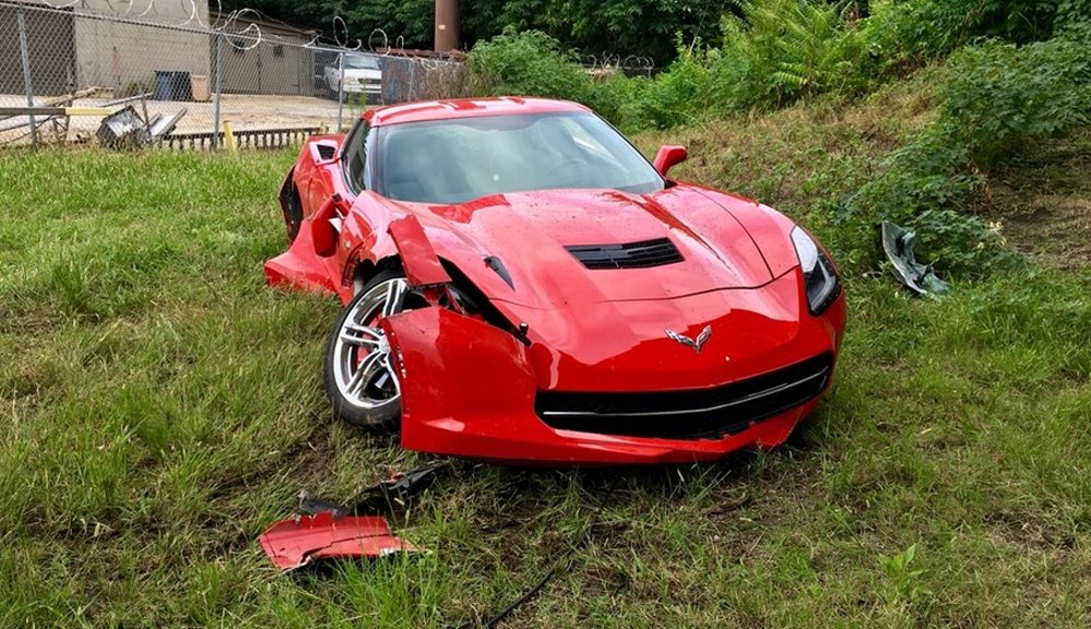 Wrecked Corvette Front