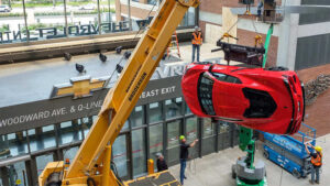 C8 Corvette Hanging From Crane