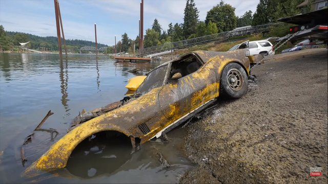 C3 Corvette Pulled from Pond After Decades of Being Submerged