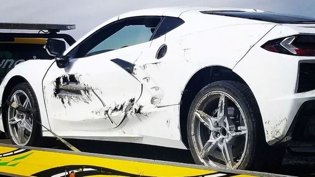 Damaged C8 Corvette Must Have an Interesting Story to Tell