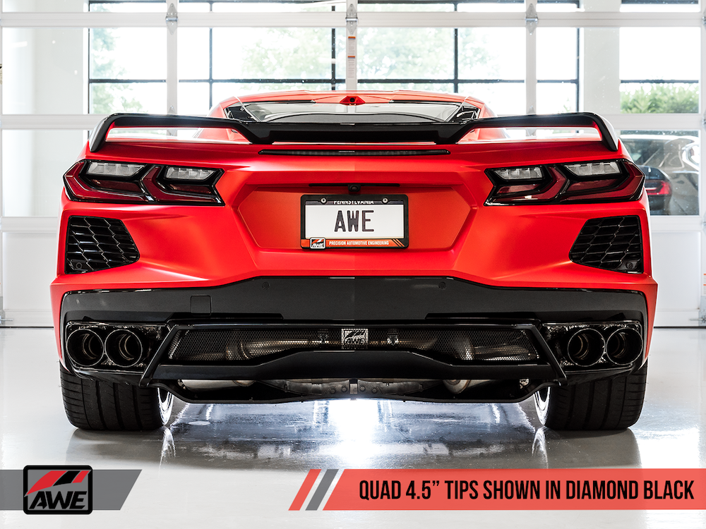 AWE Tuning C8 Corvette Quad 4.5" Tips in Diamond Black