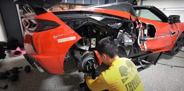 YouTuber Rebuilds Wrecked C8 in His Garage