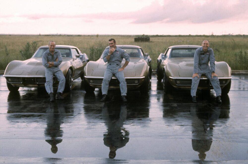 Apollo 14 Crew with their Corvettes