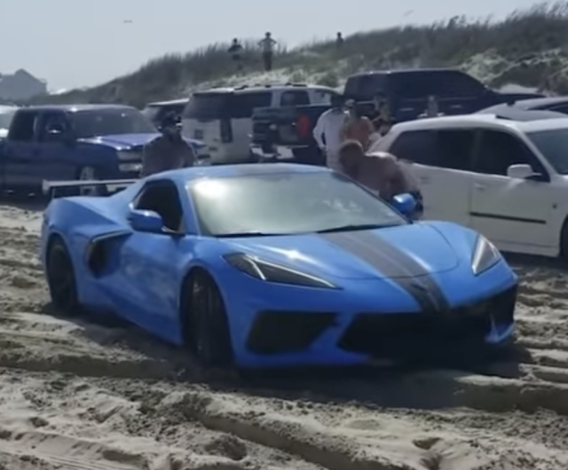 C8 Corvette Stuck in the Sand