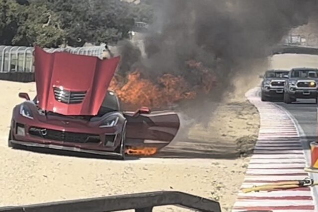 C7 Z06 Catches Fire at Track