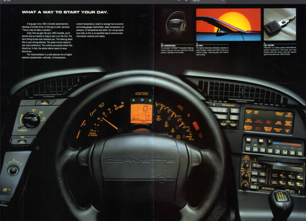 1993 Corvette brochure interior