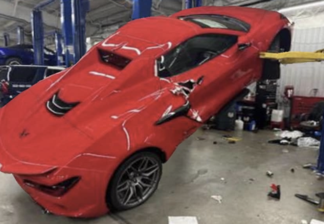 2023 Corvette Z06 Falls off Lift