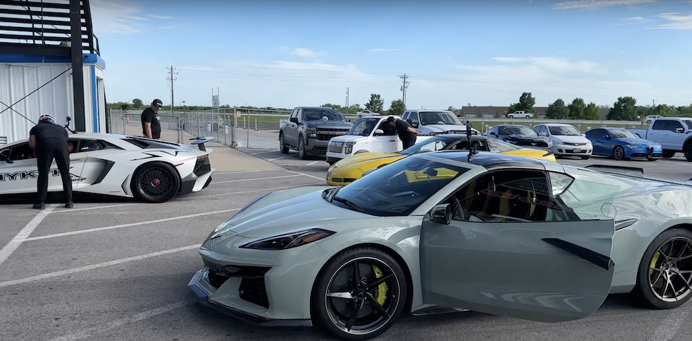 Corvette E-Ray vs Tuned Lamborghini Aventador SV Drag Race